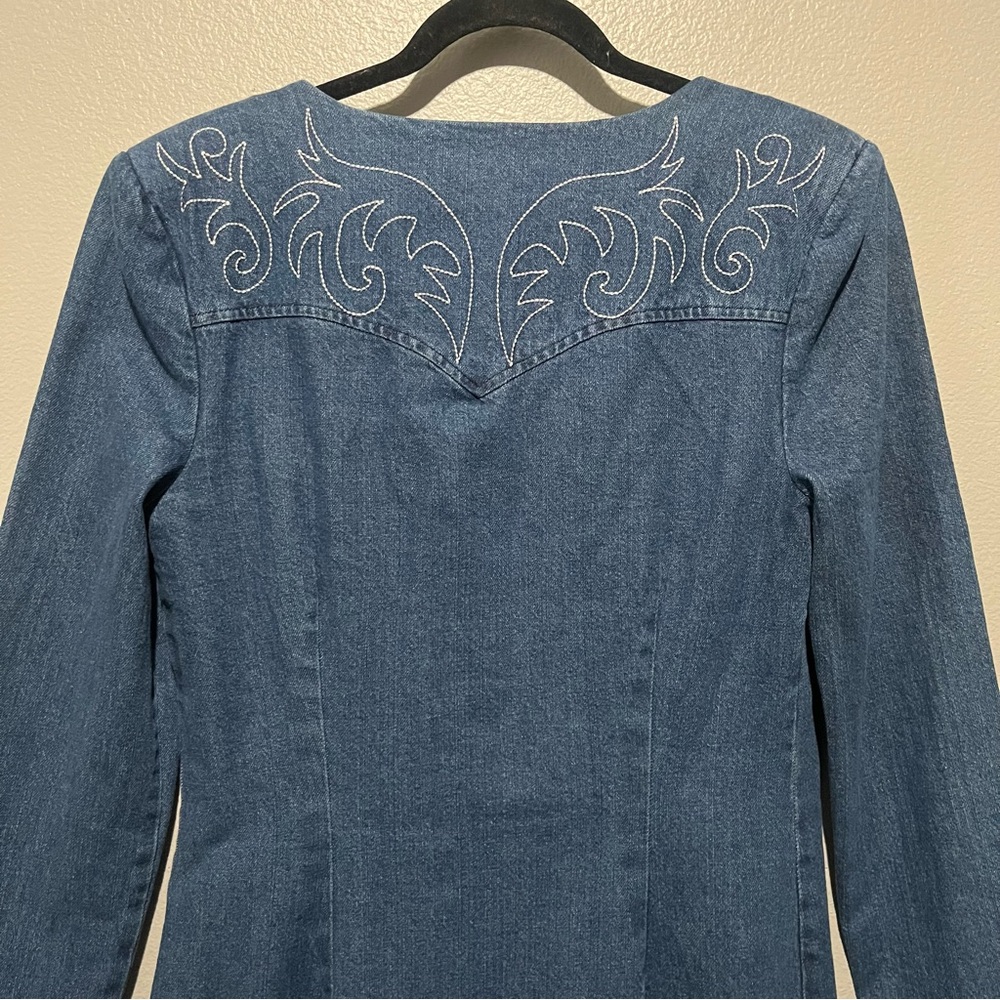 Avec Les Filles NWT Blue Denim Western Long Sleeve Dress Size 8 - Picture 5 of 7